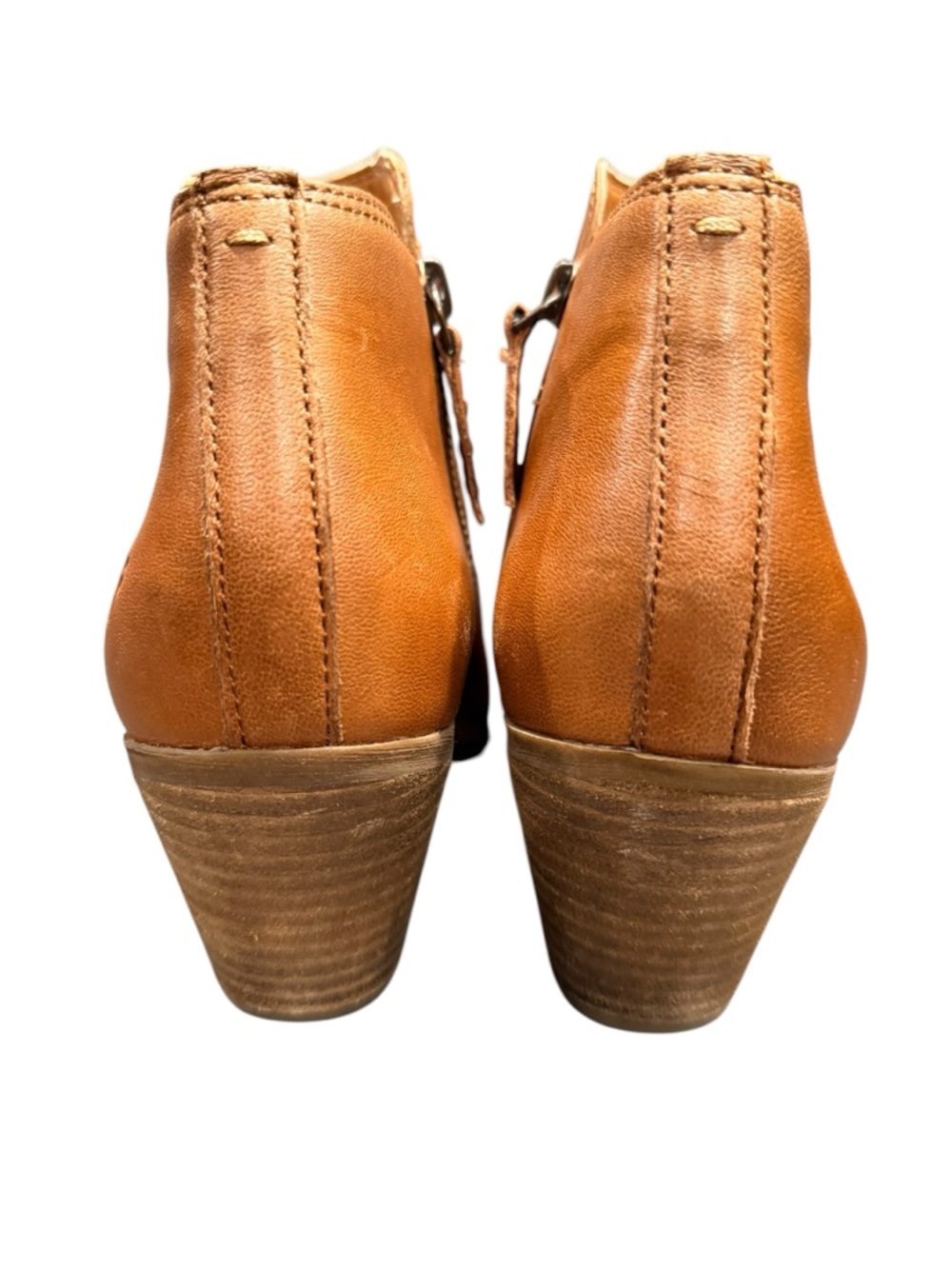 Frye Judith Double Zip Leather Ankle Boots Cognac Brown Size 9M - Picture 9 of 10